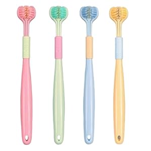 Pluvyze 4 Stück Dreifach Hundezahnbürste LDMDDZ07