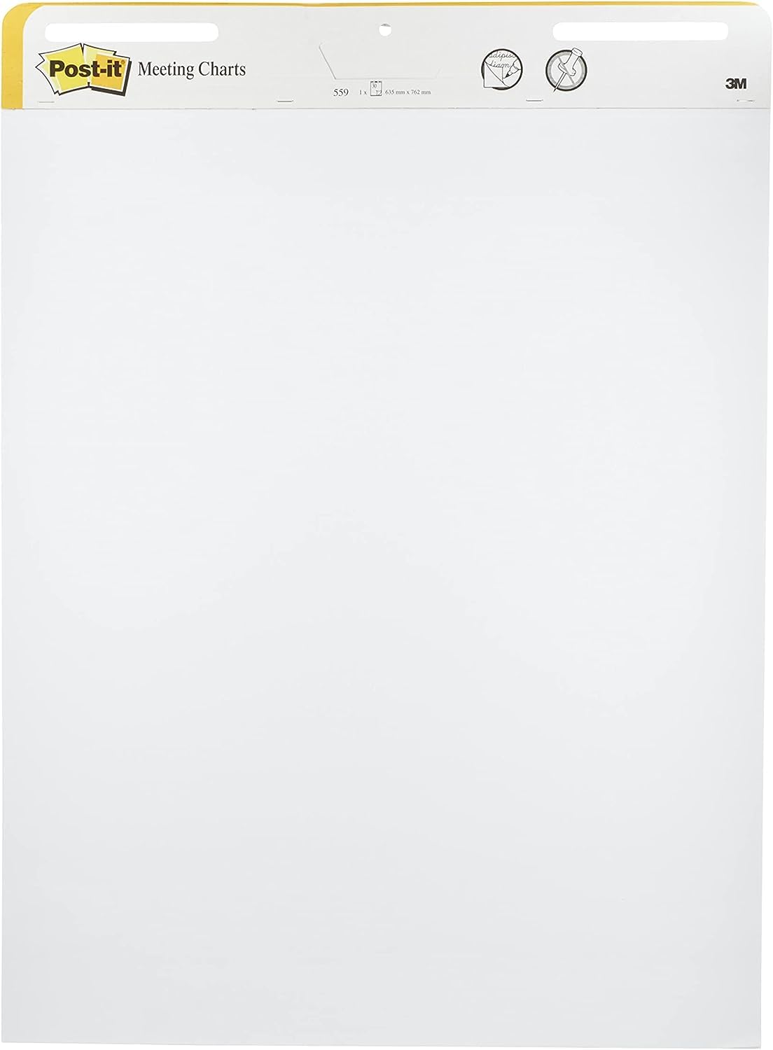 Post-It Notas para Reuniones Super Sticky, Paquete de 1 Bloc de Notas, con 30 Hojas, 635x762 mm, Color Blanco, Para Compartir Ideas y Presentar Visualmente