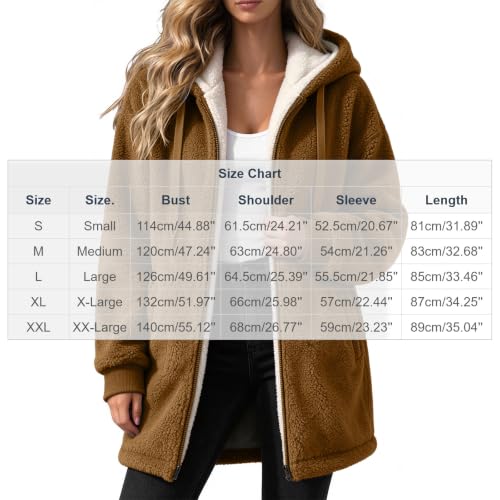 SCRRMZO Sherpa Jacket Women Warm Fleece Zip Up Hooded Outwear Winter Jacket | Sherpa Jacket Women, Fleece Jacket Women, Womens Sherpa Jackets, Womens Long Fleece Jackets - image 4
