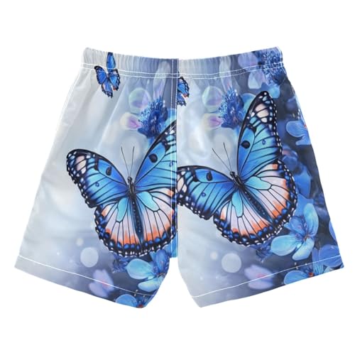 Boccsty Flowers Blue Butterfly Boys Swim Trunks Baby Kids Swimwear Summer Toddler Beach Board Shorts 2T2