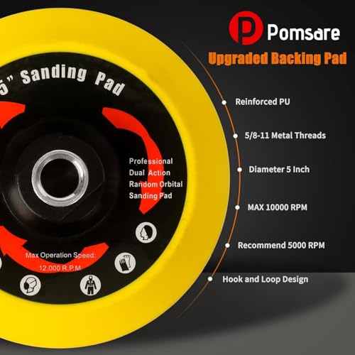 Pomsare P0029 4 Pcs 5 Inch Hook And Loop Backing Pad, Angle Grinder Sanding Pad Attachments thumb #2