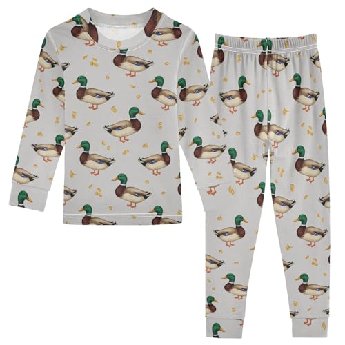 Pajama Sets Long Sleeve Duck Pattern Food Background Soft Comfy Sleepwear 2 Piece PJS 3-8T