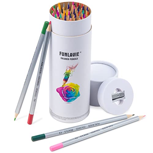 FUNLAVIE 48 Colouring Pencils Set for Adult Coloring Books Illustration and Sketching with Storage Case Ideal for Drawing Blending & Shading Coloured Art Supplies for Beginner & Artist