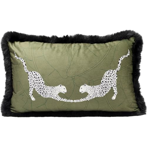 Kare Design Kissen Cheetahs, 50x30 cm, Grün, Modern, Zierkissen, Dekokissen, Tiermotiv, mit Reißverschluss, Schlafzimmer, Wohnzimmer, für Sofas/Couches