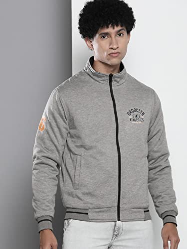 Image of The Indian Garage Co Men's Polyester Standard Length Slim Fit Solid Reversible Bomber Jackets