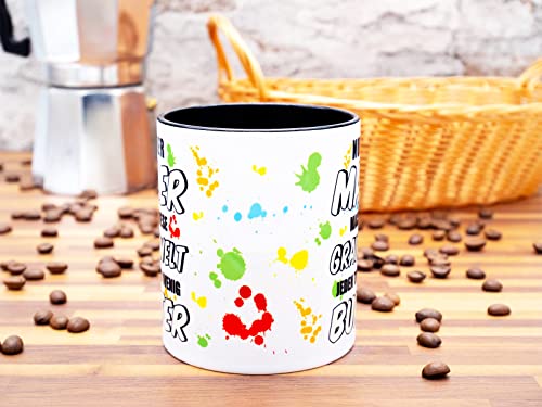 Nur der Maler macht diese graue Welt bunter Tasse Becher Geschenke Geburtstag Geschenkidee Zubehör Spruch Mann Meister Prüfung Lackierer Malermeister Kaffeetasse Kaffeebecher Geselle Azubi