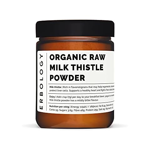 100% Organic Milk Thistle Powder 120g - Cold-Pressed from 100% Milk Thistle Seeds - Rich in Silymarin - Cleanse and Detox - Straight from Farm - Raw Vegan - Non-GMO - Recyclable Glass Jar Cover