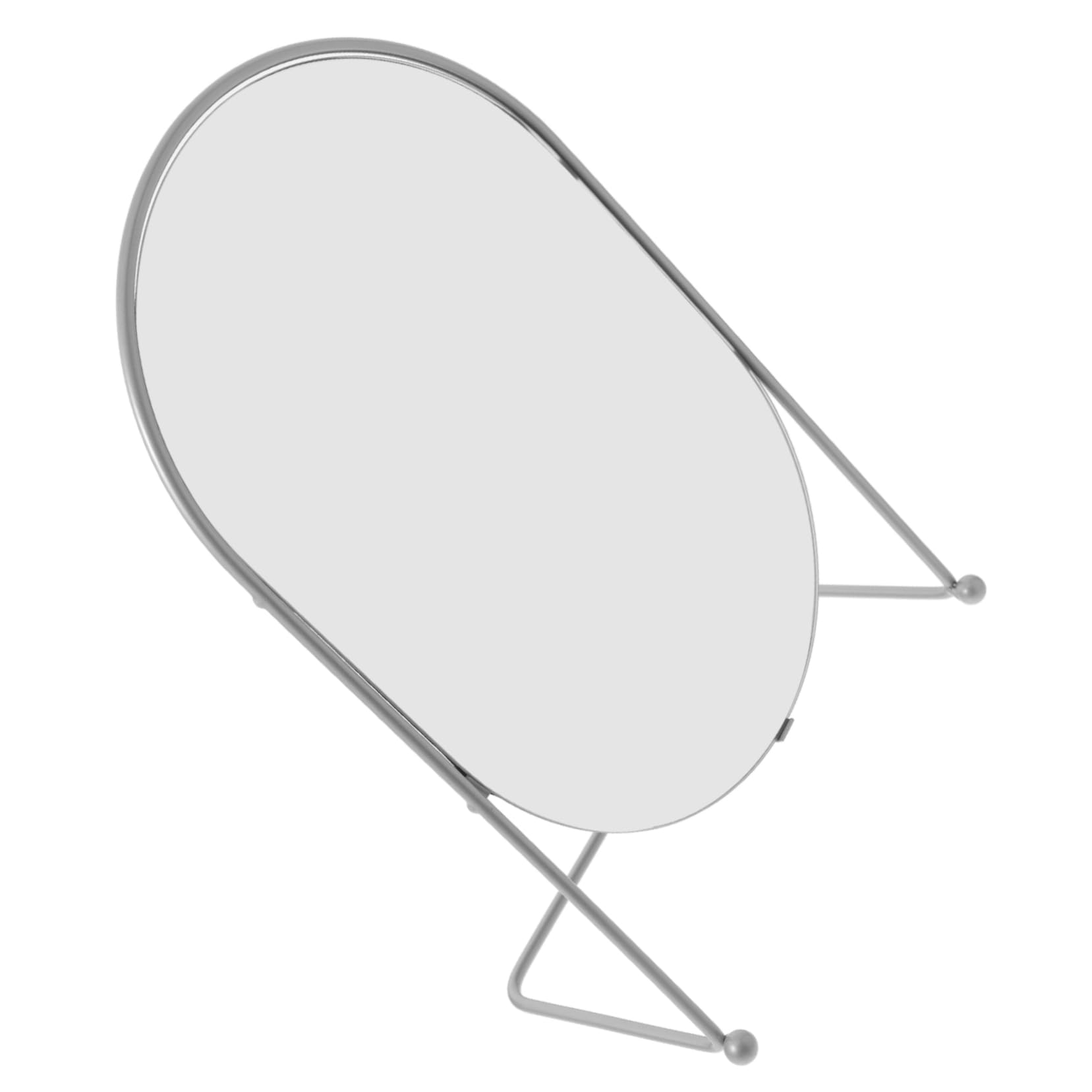 Miroir de maquillage en métal de qualité supérieure ovale argenté BESTYASH