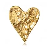 Bohemian Beach Style Ripple Heart Brooch and Pin for Women Dress Hat Pins Jewelry Gift (Golden)
