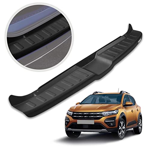 CHROMEMASTER| Protection de pare-chocs arrière | Compatible avec Dacia Sandero/Sandero Stepway 3 2021- | Plastique ABS, noir mat | Protection de seuil de Coffre pour protéger votre voiture des rayures