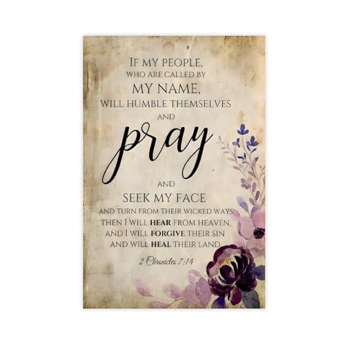 BMtyDG Bible Verse Wall Art 2 Chronicles 7 14 Canvas Poster Wall Art Prints Room Aesthetic Murals Bedroom And Living Decorations Unframe 12x18inch