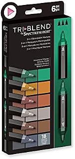 Crafter's Companion Spectrum Noir Triblend Alcohol Markers Unique 3-in-1 Blendable Effect-6 Coloured Pen Kit Shades, Portrait Blends, One Size