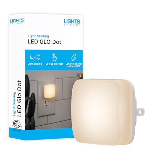 Lights By Night Mini Square LED Night Light, Plug-in, Dusk to Dawn Sensor, Compact, Ambient Lighting, for Kids or Adults, Bedroom, Bathroom, Nursery, Hallway, 1 Pack, 82486