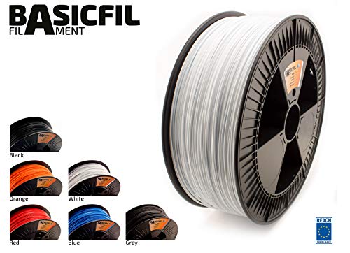 Basicfil PLA  1.75mm, 2.3 kg filament pour imprimate 3D, Blanc Signal