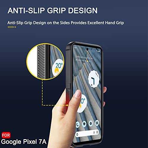 Image of TheGiftKart Liquid Silicon Back Cover Case for Google Pixel 7A | Shockproof Military Grade Protection | Micro-Fibre Cloth On Inner Side | Built-in Anti-Slip Grip Case Cover for Pixel 7A (TPU, Black)