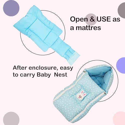 Image of VOIDROP Baby Sleeping Bag 3 in 1 for New Born Babies Baby Cotton Material Portable Travelling Bed for Infants Premium QULAITY Baby Breastfeeding Bed Green