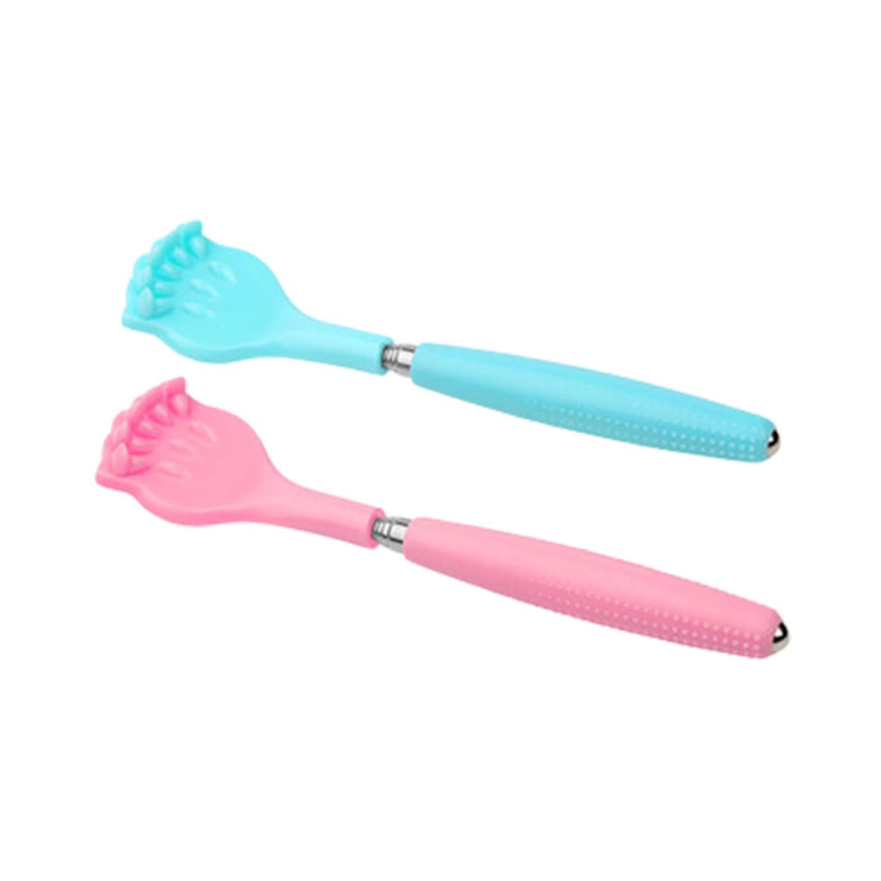 6piezas Rascador De Espalda Flexible Diseño Telescópico Masajeador Corporal Multifuncional Azul y Rosa Para Aliviar Picazón y Estrés