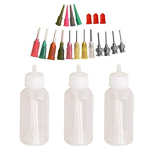 MANGOIT Temporary Tattoo Henna Paste Applicator Bottles Kit for Body Art Painting,3 Pcs Applicator Bottles & 16 Pcs Needles & 3 Pcs Free Stoppers