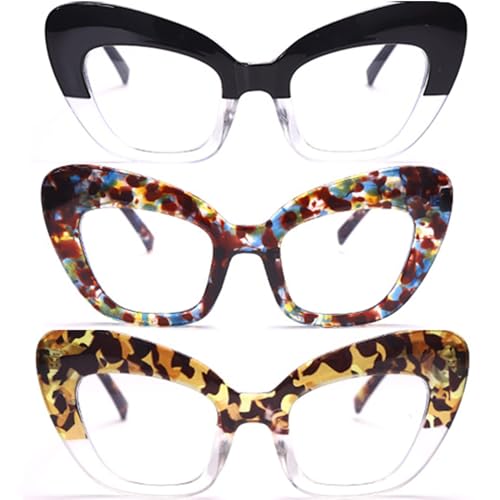 Image of 3 pack Blue Light Blocker Reading Glasses Cat eye Frame Readers Eyeglasses for Women