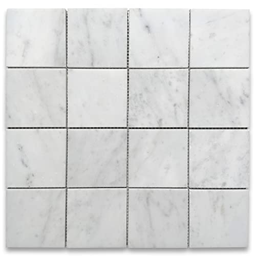 Stone Center Online Carrara White Marble 3X3 Square Mosaic Tile Honed Kitchen Bath Wall Floor Backsplash Shower (1 Sheet) #TOP19