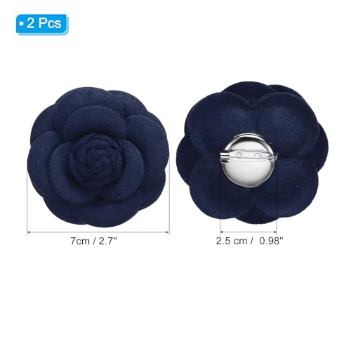 Image of PATIKIL Camellia Fabric Pin, 2 Pcs Flower Brooch Artificial Flowers Brooches for Women Girls Cloth Wedding Party Decor Accessories Jewelry Gift, White