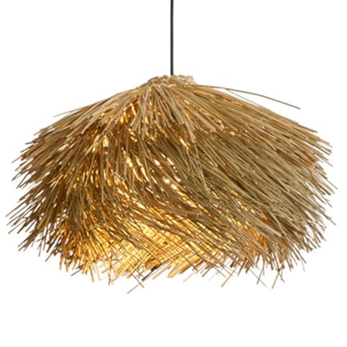 Laosoan Natural Straw Pendant Light Fixture - Boho Woven Chandelier
