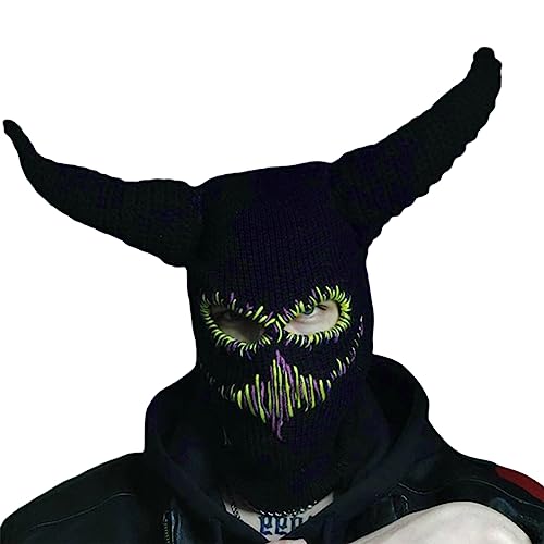 Bonnet cornes de diable avec masque de ski pour un style d'Halloween unique - 6