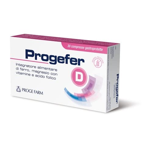 PROGE FARM Progefer D 30 Compresse - Integratore Alimentare di Ferro, Magnesio con Vitamine e Acido Folico