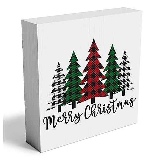 27+ Rustic Farmhouse Christmas Decor Ideas You’ll Love 5 Funny Christmas Trees Wooden Box Sign Plaque Merry Christmas Wood Box Sign Rustic Art Home Shelf Desk Decor christmas tree decorations 5 x 5 x 1 Inches
