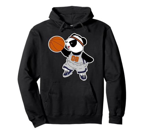 Basketball Panda Bear Slam Dunk Funny Kids Sports Exercise Pullover Hoodie