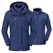 donhobo Damen 3-in-1 Skijacke mit Fleecejacke wasserdichte Regenjacke Outdoorjacke mit Kapuze Abnehmbare Funktionsjacke Warm Winterjacke Doppeljacke Blau L