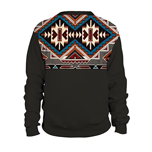 Firero Western Tactical Sweatshirts For Men Long Sleeve Button Pullover Casual Plus Size Aztec Print Sweatshirt Mens Shirt 01-Black Xx-Large #TOP2
