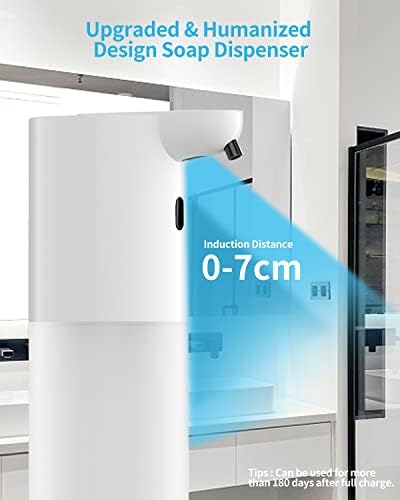 Automatic Soap Dispenser, 400 ML Rechargeable Non-Touch Foam Soap Dispenser with 4 Adjustable Foam Quantity, Electric Soap Dispenser for Wall Mounting with Infrared Motion Sensor - Automatic Cleaning