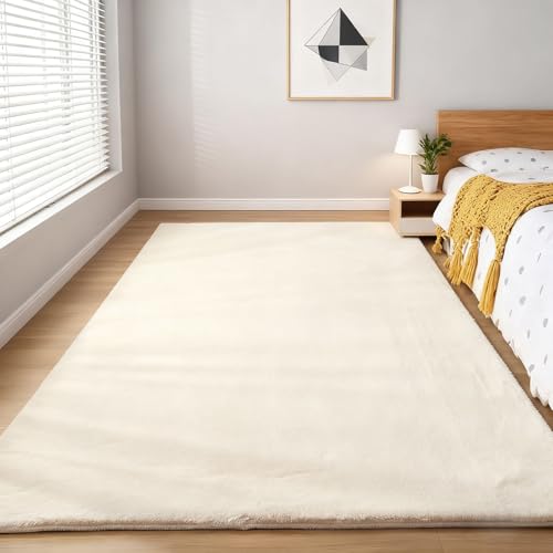 Tapis doux antidérapant blanc cassé 220 x 240 cm pour éviter les chutes de bébé