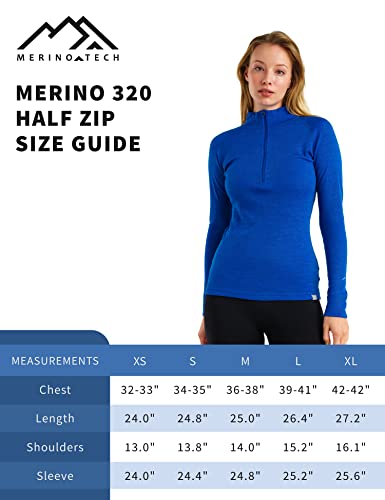 Merino Wool Base Layer Women Long Sleeve Half Zip Shirt (Medium, 320 Black) #TOP5