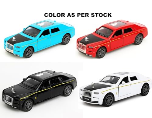 Image of Rolls Royce Phantom Die-Cast Toy Car - 1:36 Scale Pull Back Alloy Vehicle with Openable Doors - Luxury Car Model for Boys, Kids & Collectors - Classic Gift Toy (Color As Per Stock)