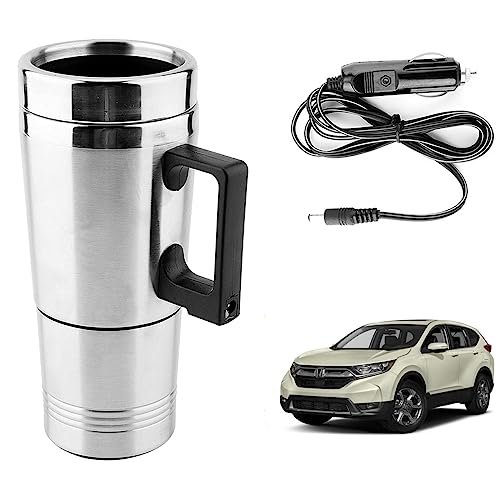 Image of Oshotto 12V Stainless Steel Car Heating Kettle /Mug, Travel Friendly electric Tea /Coffee maker Compatible with Honda CR-v (300ml) - Silver