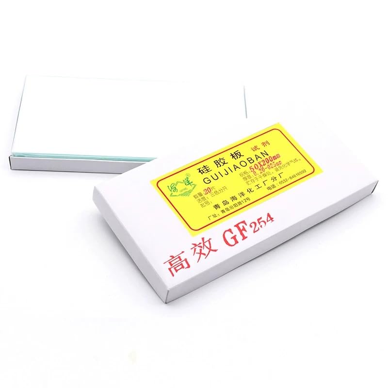 Placa de gel de sílice for cromatografía en capa fina Lab GF254, losa de vidrio TLC que contiene placa de gel de sílice fluorescente for desarrollo de color (50 x 100 mm, 40 unidades)(50x200mm 20pcs)