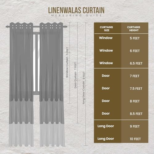 Image of LINENWALAS 100% Blackout Curtains for Window (7.5 Feet) - Set of 2 Panels, Linen Texture Complete Light Block Heavy Panels, Thermal Insulated & Noise Reducing Room Darkening Curtains (Light Grey)