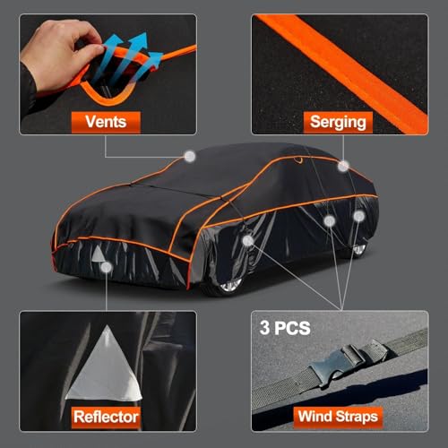 Image of Kayme Hail Protector SUV Car Cover,Anti Hail Thickened Multi-Layered EVA Car Cover Waterproof All Weather with Wind Straps, Outdoor Hail Protection Cover, Fit SUV Jeep-Length(208 to 211 Inch)