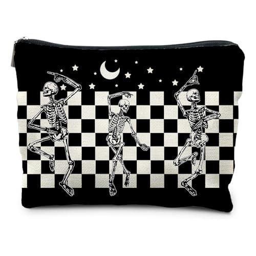 Halloween Makeup Bag,Gothic Makeup Bag,Halloween Spooky Gift for Woman,Goth Dancing Skeleton Cosmetic Bags-Unleash Your Spooky Creativity