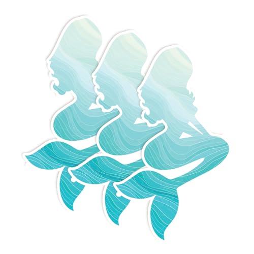 Image of Beautiful Mermaid 1 (Set of 3) Waterproof Vinyl Die-Cut Sticker 2 inch x 1.3 inch for Laptop Water Bottle Tumbler Phone Case Car Skateboard Bumper Cute Retro Teens Adults Aesthetic Indoor Outdoor Kids Adults