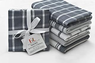 Euro Linen Tea Towels  100% Cotton Kitchen Tea towels- Pack of 5 Tea Towels - Absorbent Tea Towels set - 45 x 70 cm 5 Pcs Gift Packed Tea Towels - (5, Light Grey)