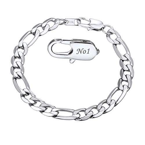Pulseira de corrente Fígaro de aço inoxidável para homens e mulheres, crianças, da ProSTEEL 6 mm/9 m