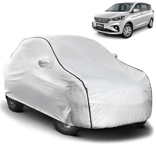 Image of Pivalo Car Cover for Maruti Ertiga All Model & Years (2012-2024) 100% Waterproof with Mirror Pockets, Triple Stitched Bottom Elastic Dustproof Full Body Protection (Heat & UV Resistant, Silver)