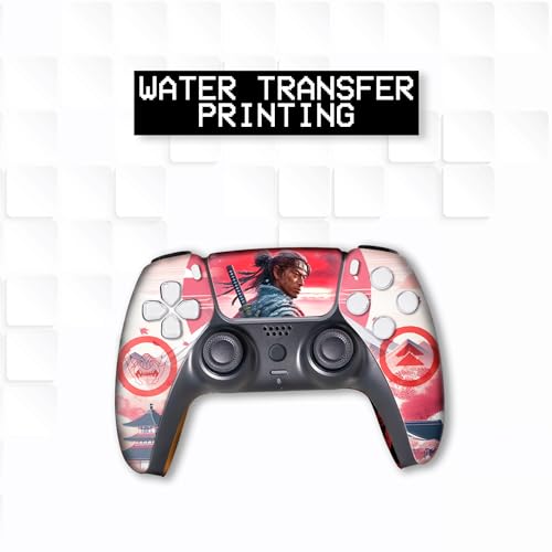 Image of Ghost of Tshushiima Custom PS-5 Controller Wireless compatible with Play-Station 5 Console by BCB Controllers | Proudly Customized in USA with Permanent HYDRO-DIP Print(NOT JUST A SKIN)(MODDED)