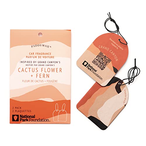 Image of Paddywax National Parks Collection Hanging Car Air Freshener, Car Accessories, 2 Pack, Grand Canyon (Cactus Flower + Fern)