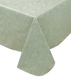 Newbridge Sage Green Moire Wavy Solid Color Print Heavy Weight Vinyl Flannel Backed Tablecloth,...