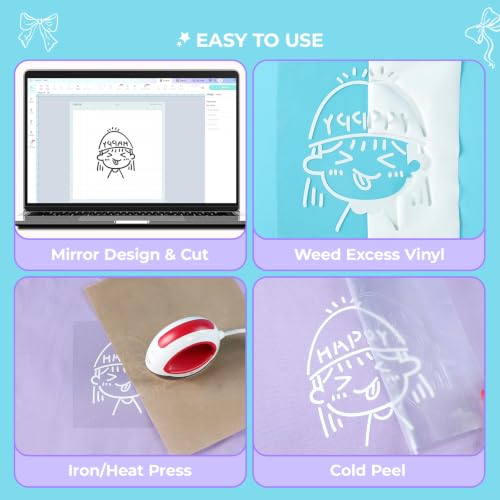 Image of HTVRONT Heat Transfer Vinyl White HTV Rolls - 12 inch x 20ft White Iron on Vinyl for All Cutting Machines, HTV Vinyl for Shirts - Easy to Cut & Weed for Heat Transfer Design
