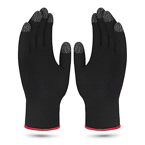 ZEPOHCK Gaming Gloves, Anti-Sweat Breathable Touch Finger Game Glove for Highly Sensitive Nano-Silver Fiber Material, Support Almost All Mobile Gaming (Black)